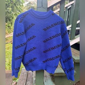 Balenciaga Royal Blue Logo Crewneck Sweater